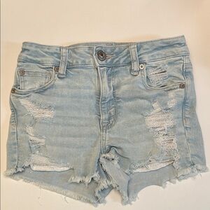 American Eagle Outfitters Light Sz 0 Blue Ripped Jean Shorts
